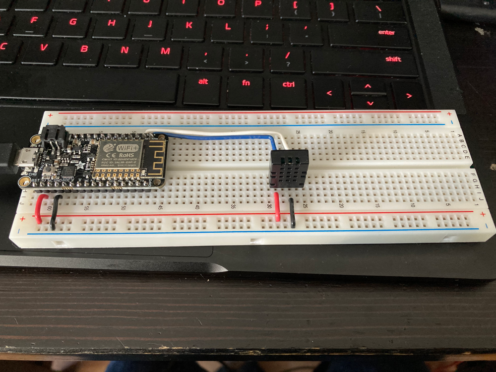 Breadboard sensor circuit with the microcontroller